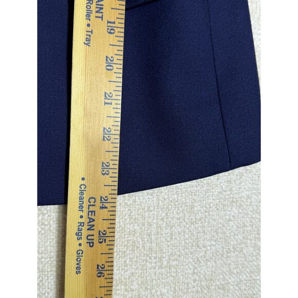 J Crew Women 6 Blue Wool Blend 2 Button Blazer Classic Tailored Office Career - Picture 7 of 11